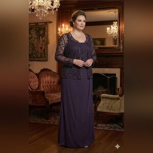 Jovani Purple Lace Evening Dress